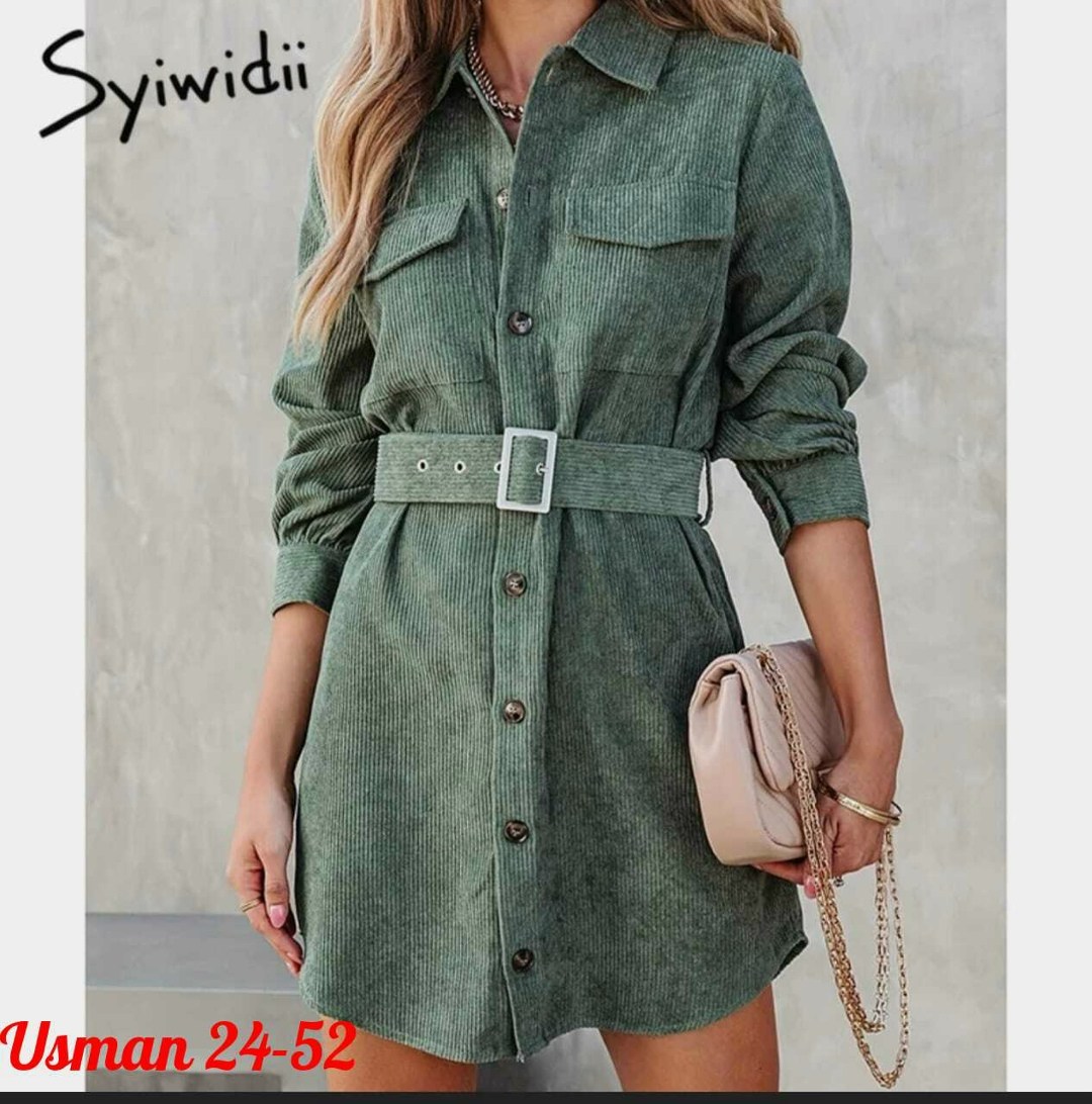 платье рубашка женское, ,платье рубашка с поясом,вельветовое платье рубашка декор,платье рубашка
