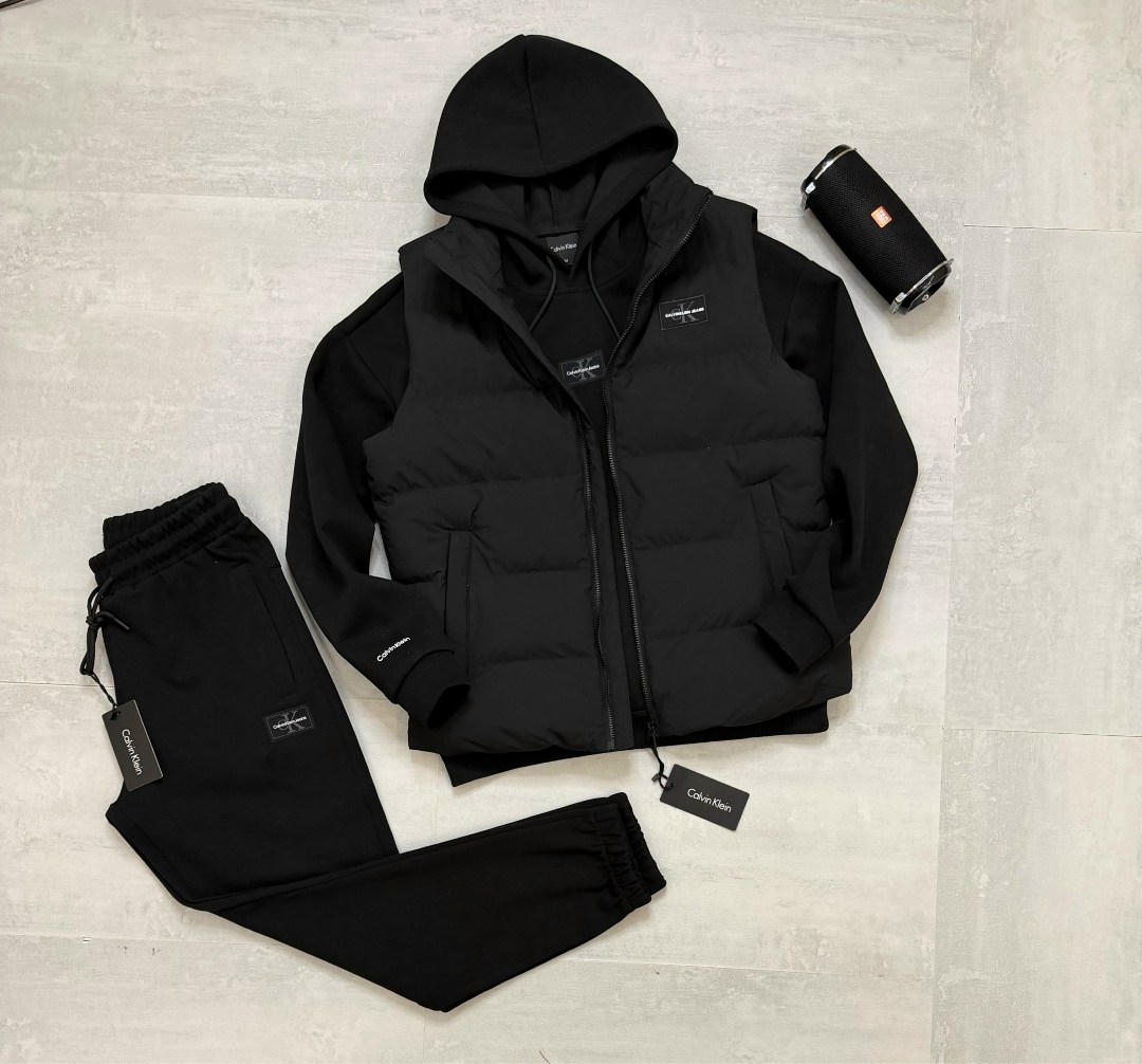 костюм спортивный,костюм на флисе,костюм тройка,костюм-тройка мужской: жилет, толстовка и штаны арт. 1331597