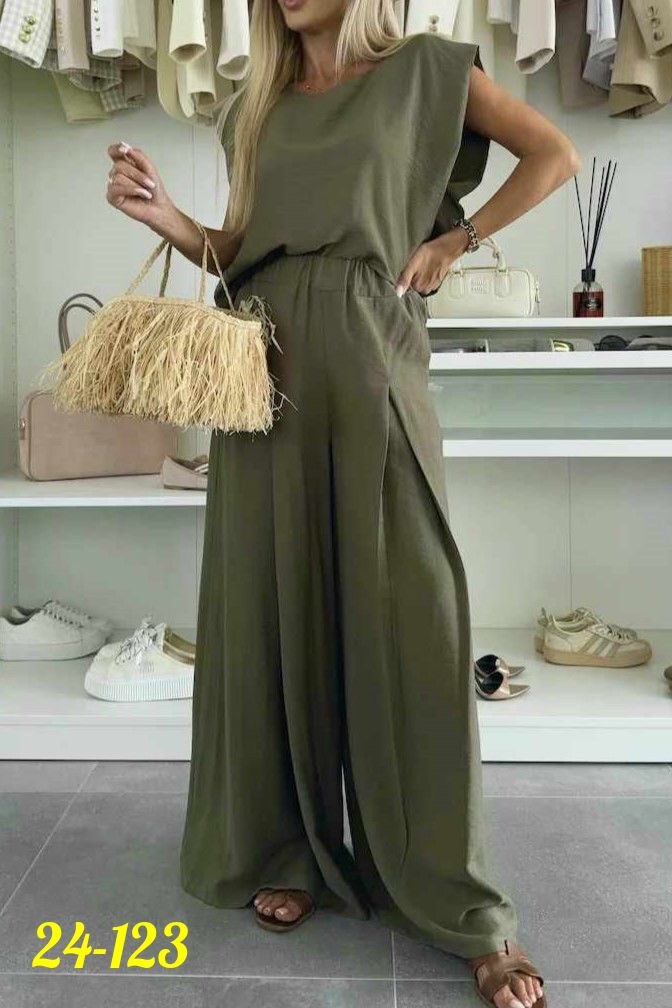 костюм с брюками,костюм летний льняной с брюками палаццо и топом modero,женский костюм с брюками,брючный летний костюм,костюм женский летний брючный