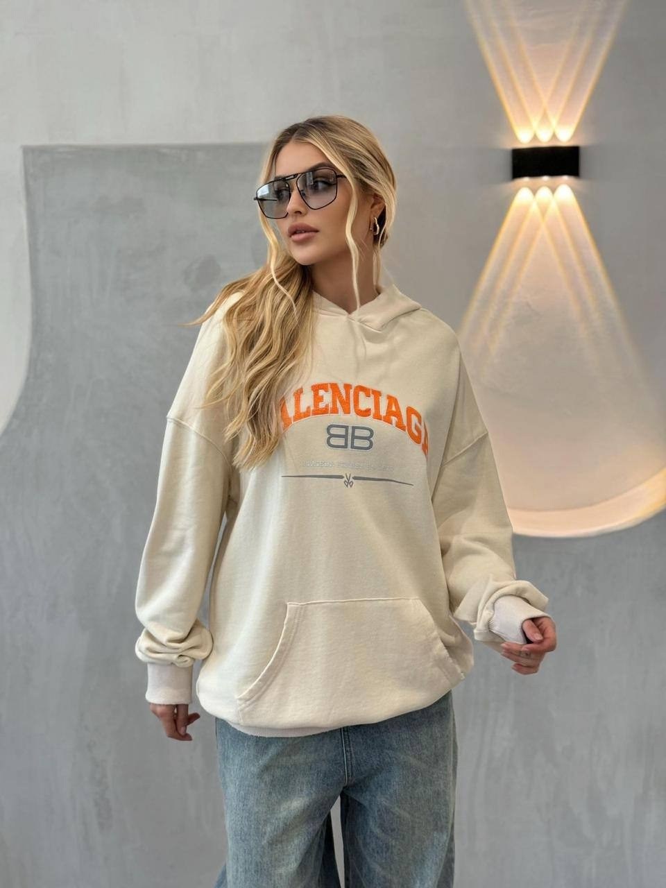 худи оверсайз со стразами balenciaga by gor,свитшот женская,свитшот розовый,толстовка женская,розовая толстовка