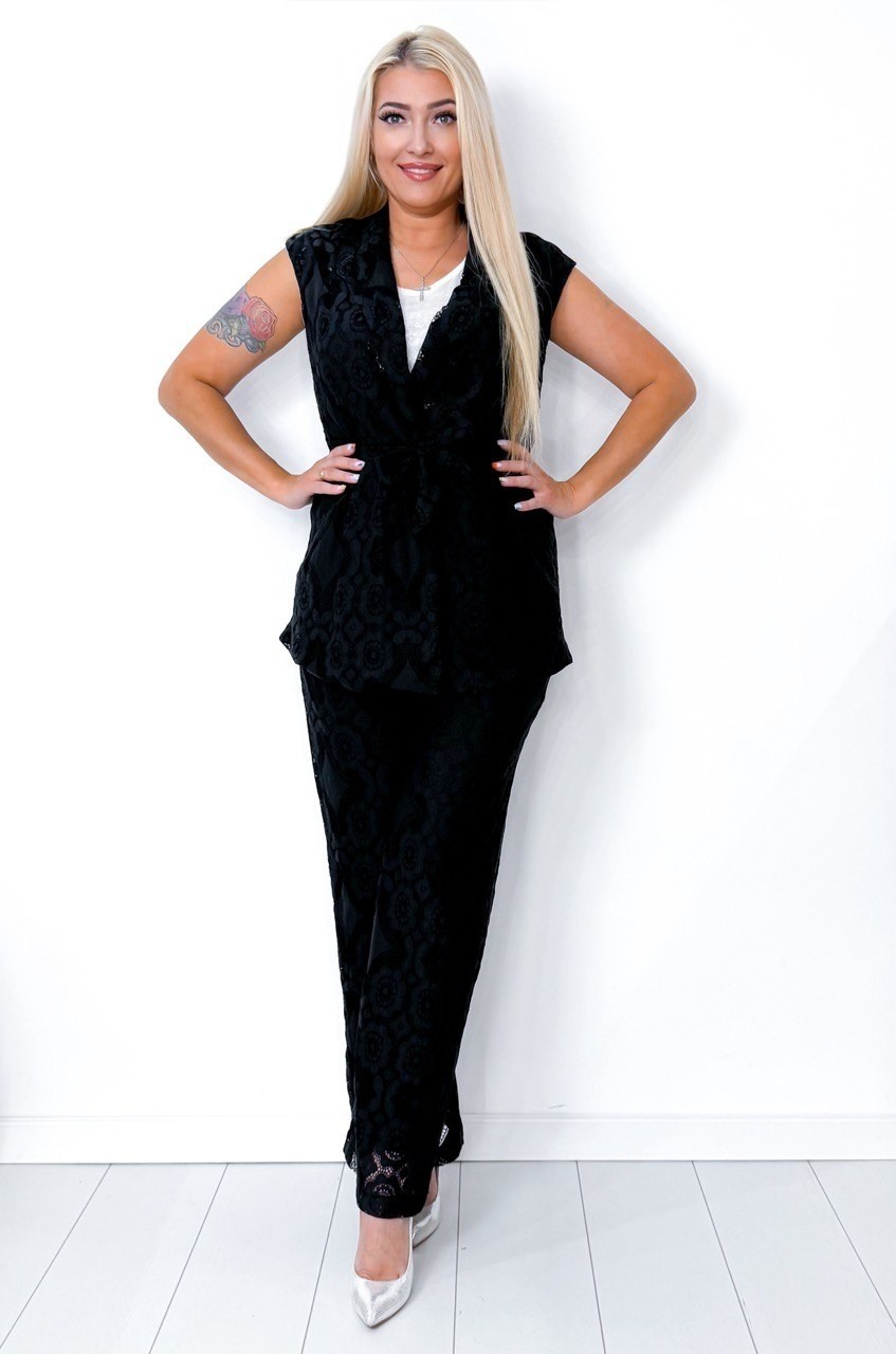 костюм двойка гипюр,костюм кружевной жилет и брюки emberens 303769210,гипюровый костюм,гипюровые брюки,кружевные брюки