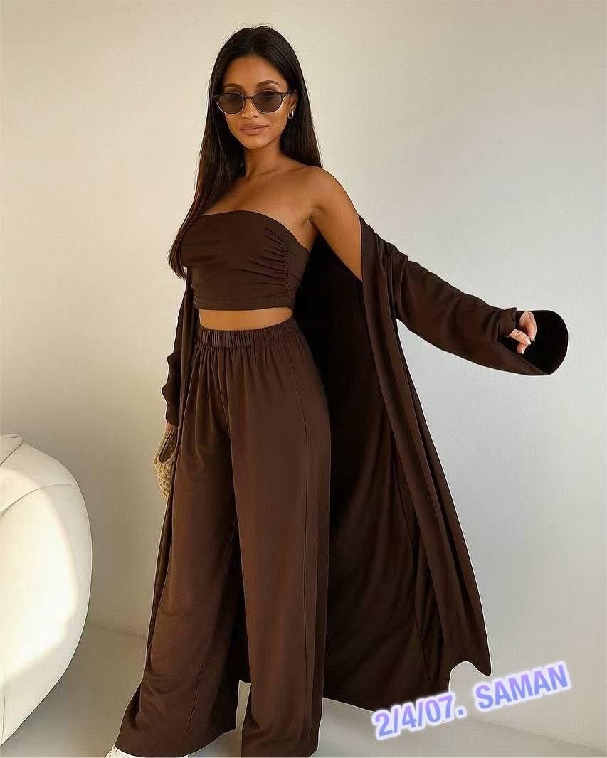 костюм женский тройка,женские костюмы,комплект с топом,костюм летний с брюками палаццо,топом и кардиган макси diamond daze,костюм летний с брюками палаццо