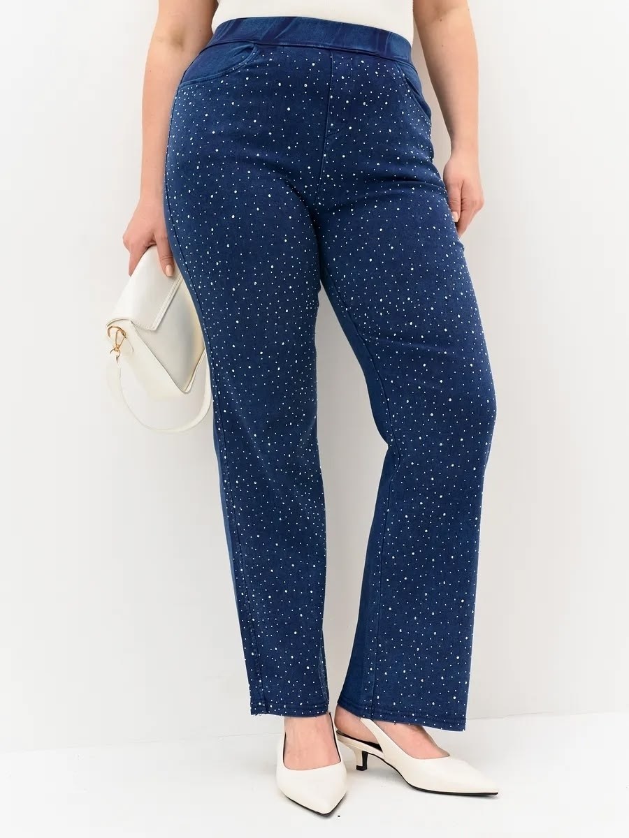 джинсы клеш со стразами h&a collection,брюки широкие с пайетками yours curve черный,женские джинсы прямые со стразами стрейч y2k lolo blues,джинсы со стразами,брюки классические