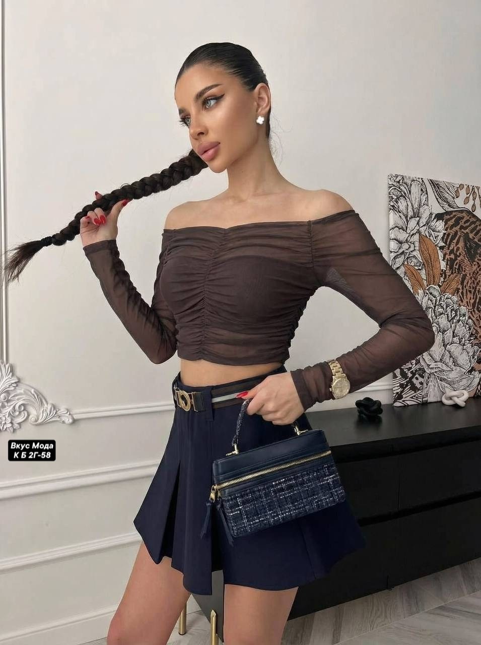 топик сетка,блуза,,лонгслив сетка укороченный с драпировкой и длинным рукавом waffira 221048225