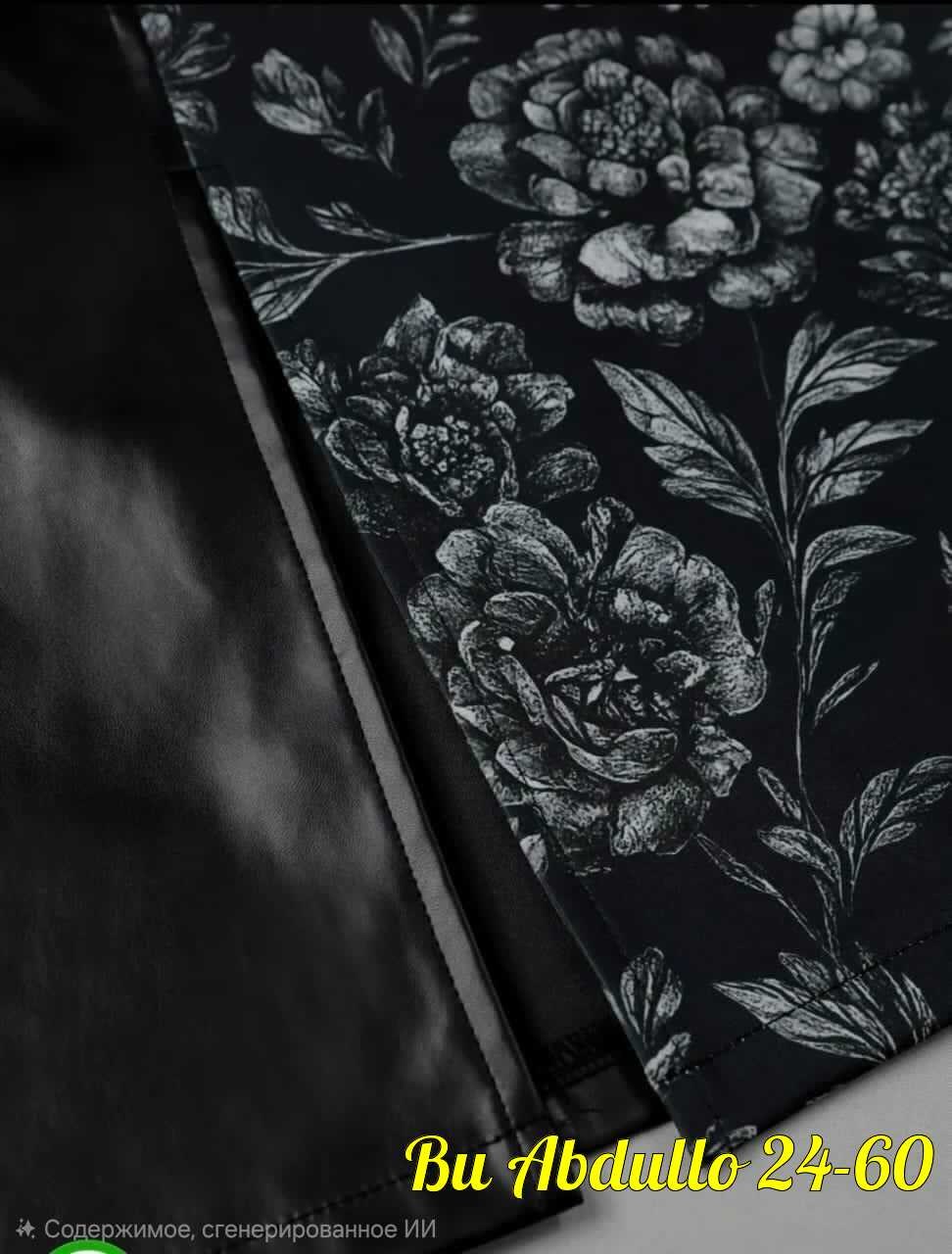 ткань,ткань черная,шифон шир 1,5м черный с рисунком,ткани с рисунком,ткани для платьев