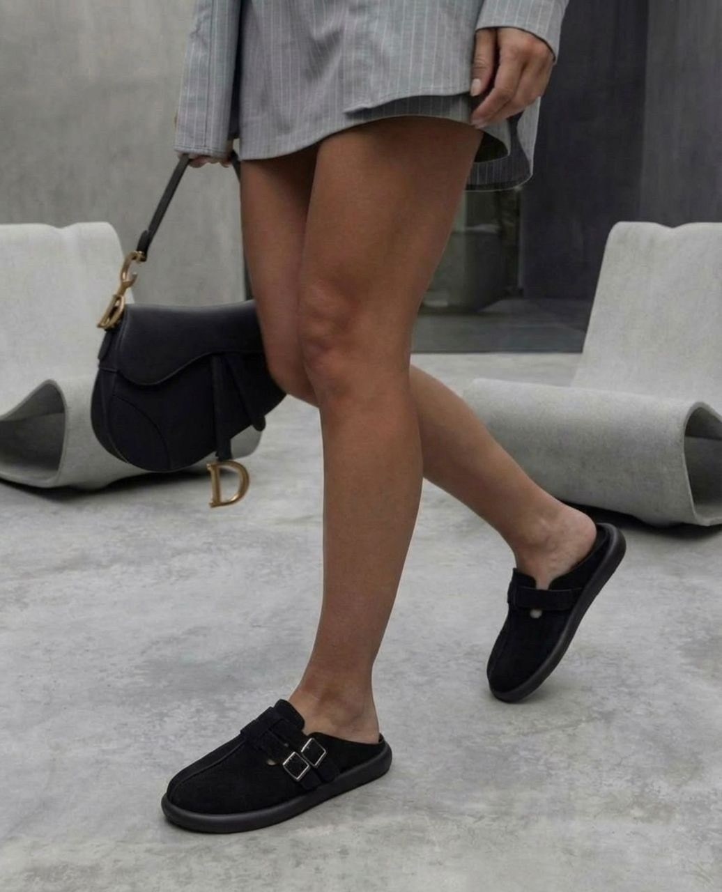 замшевые сабо,мюли замшевые,тапочки на плоской подошве, женская,женские шлепанцы