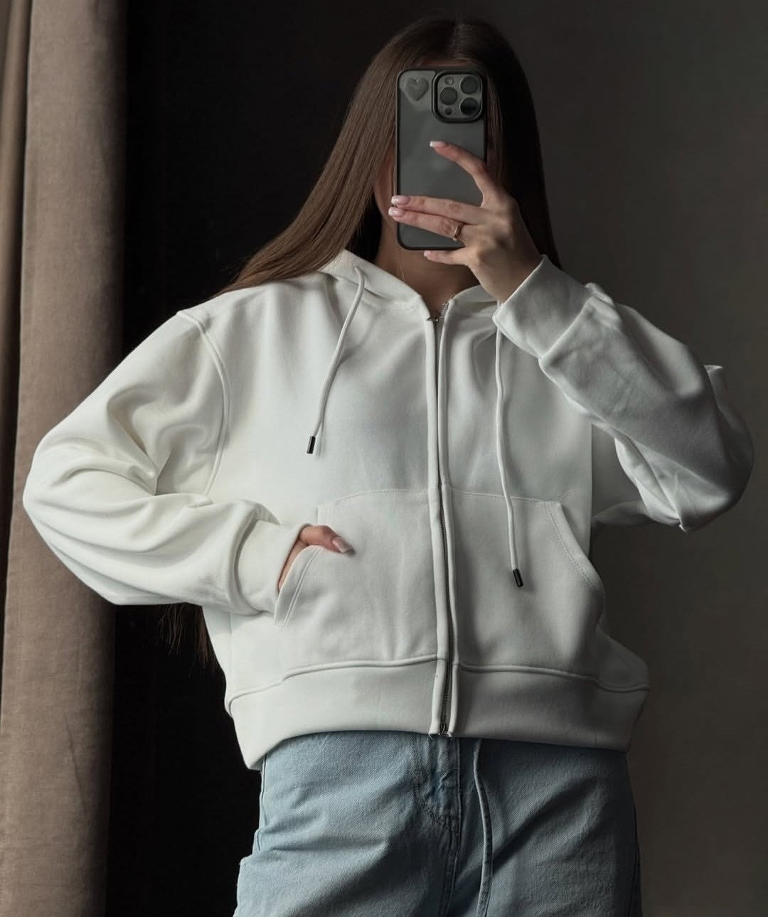 зип худи оверсайз с капюшоном на молнии,женская толстовка из футера с начесом happyfox,черная кофта на молнии женская оверсайз,женская толстовка,кофта на молнии оверсайз