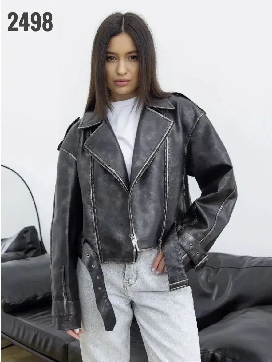 кожанка oversize арт.3563023,куртка косуха женская,кожаная куртка женская оверсайз,куртка косуха женская по низким ценам,брендовая женская кожаная куртка