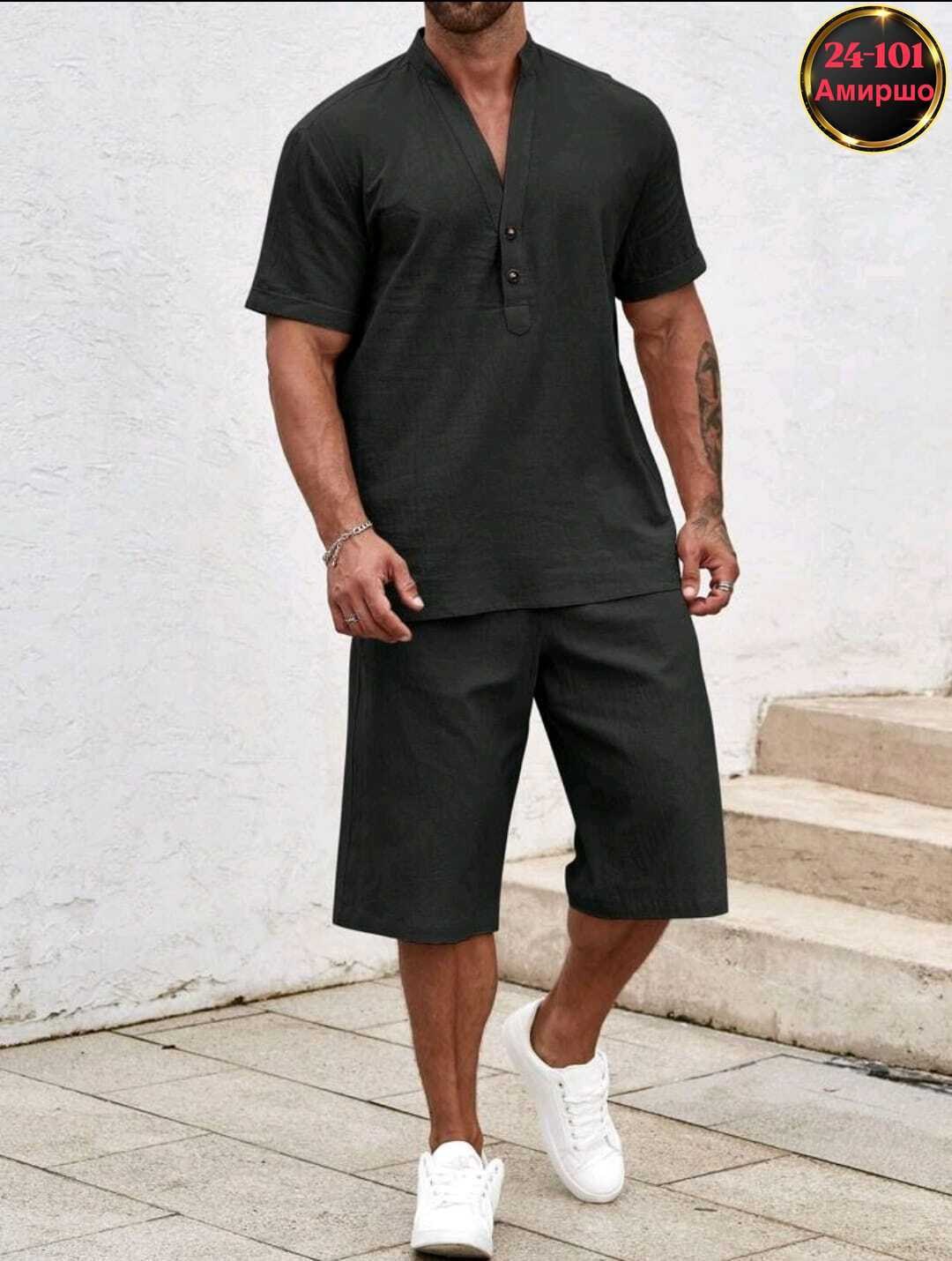 летние мужские костюмы,мужской повседневный костюм,мужской льняной костюм,льняной костюм с шортами,мужской костюм из льна