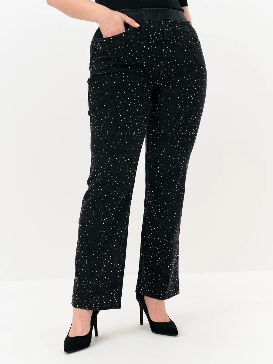 джинсы клеш со стразами h&a collection,брюки широкие с пайетками yours curve черный,женские джинсы прямые со стразами стрейч y2k lolo blues,джинсы со стразами,брюки классические