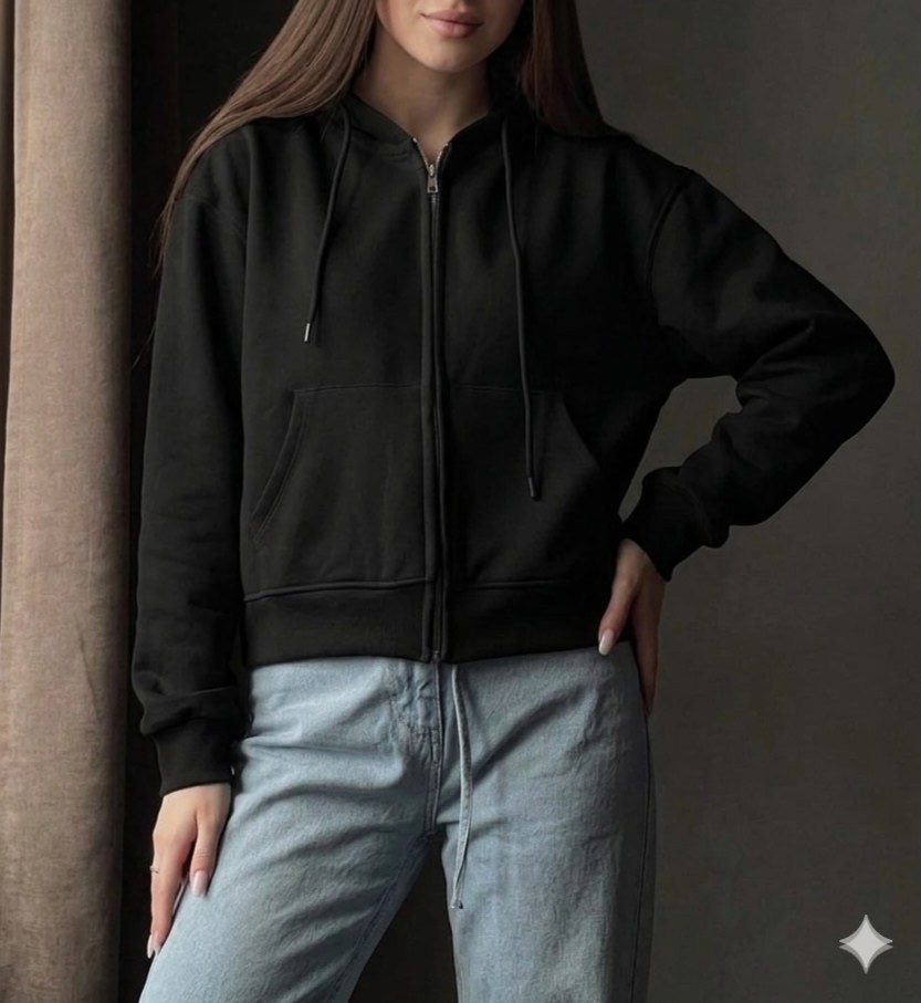 зип худи оверсайз с капюшоном на молнии,женская толстовка из футера с начесом happyfox,черная кофта на молнии женская оверсайз,женская толстовка,кофта на молнии оверсайз