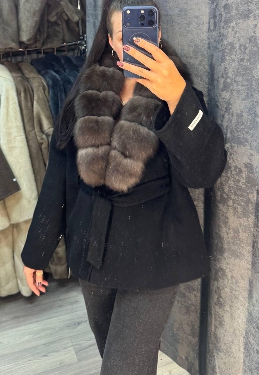 пальто соболь,пальто с мехом,пальто с мехом песца yana kraft brand,пальто с мехом соболя,пальто шерстяное с мехом соболя stone