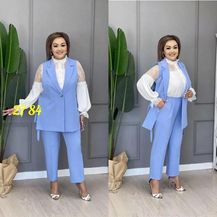 синий костюм с жилеткой женский,женский костюм тройка,костюм брючный тройка,синий брючный костюм с жилетом,брючный костюм