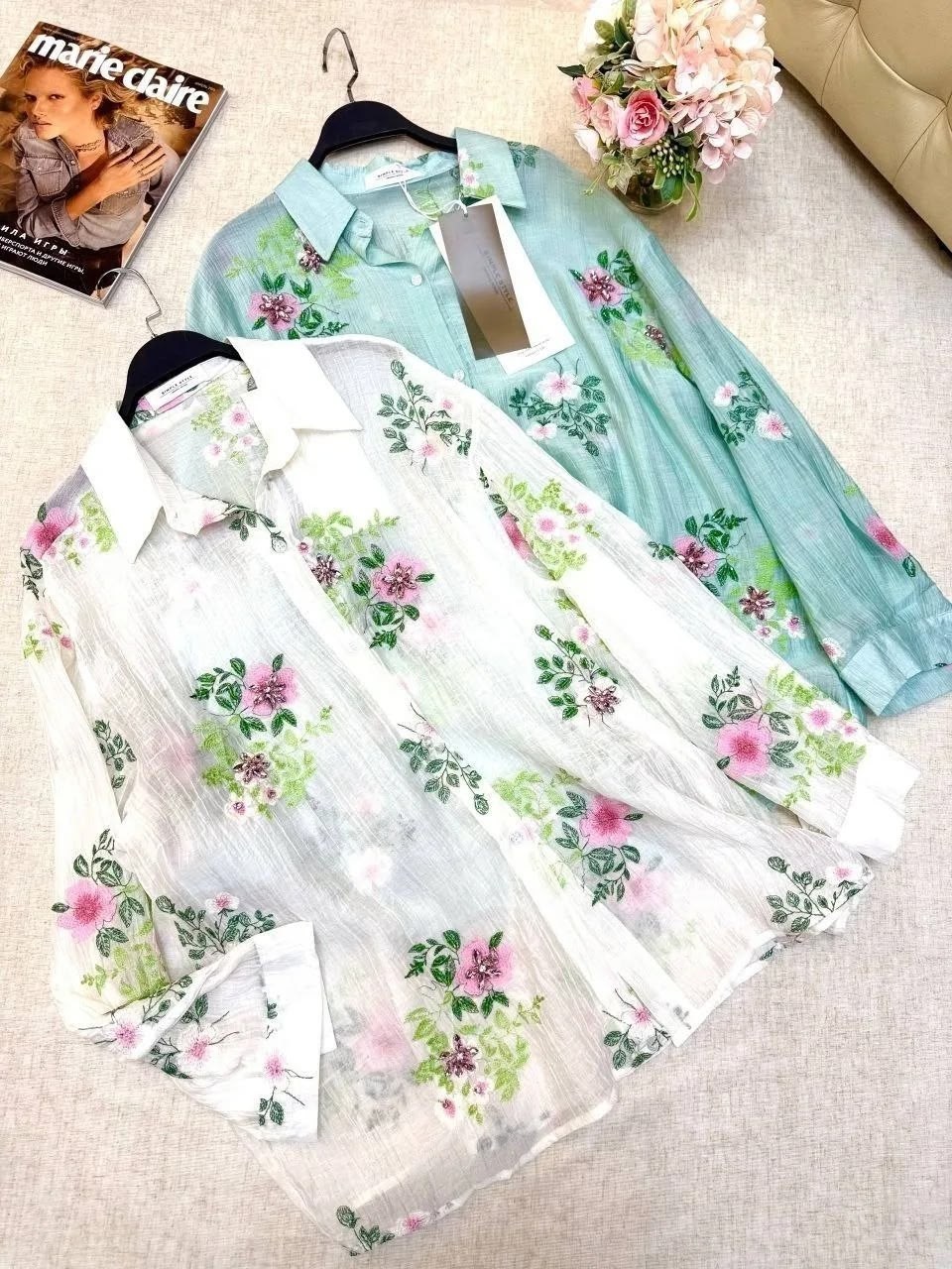 женская рубашка,рубашка с цветочным принтом,курортная льняная рубашка с цветочным принтом на пуговицах спереди 120% lino,женская блузка,рубашка с принтом