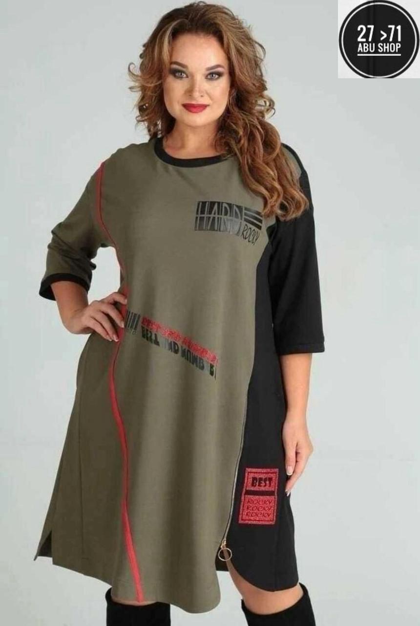 платье sandyna 13628 хаки,платье большие размеры,платье трикотажное женское,платье женская,платье больших размеров повседневное