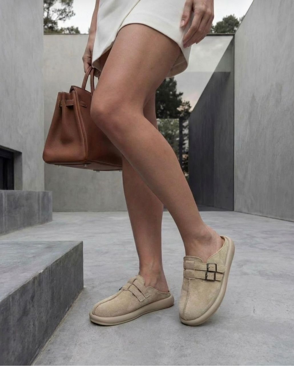 замшевые сабо,мюли замшевые,тапочки на плоской подошве, женская,женские шлепанцы