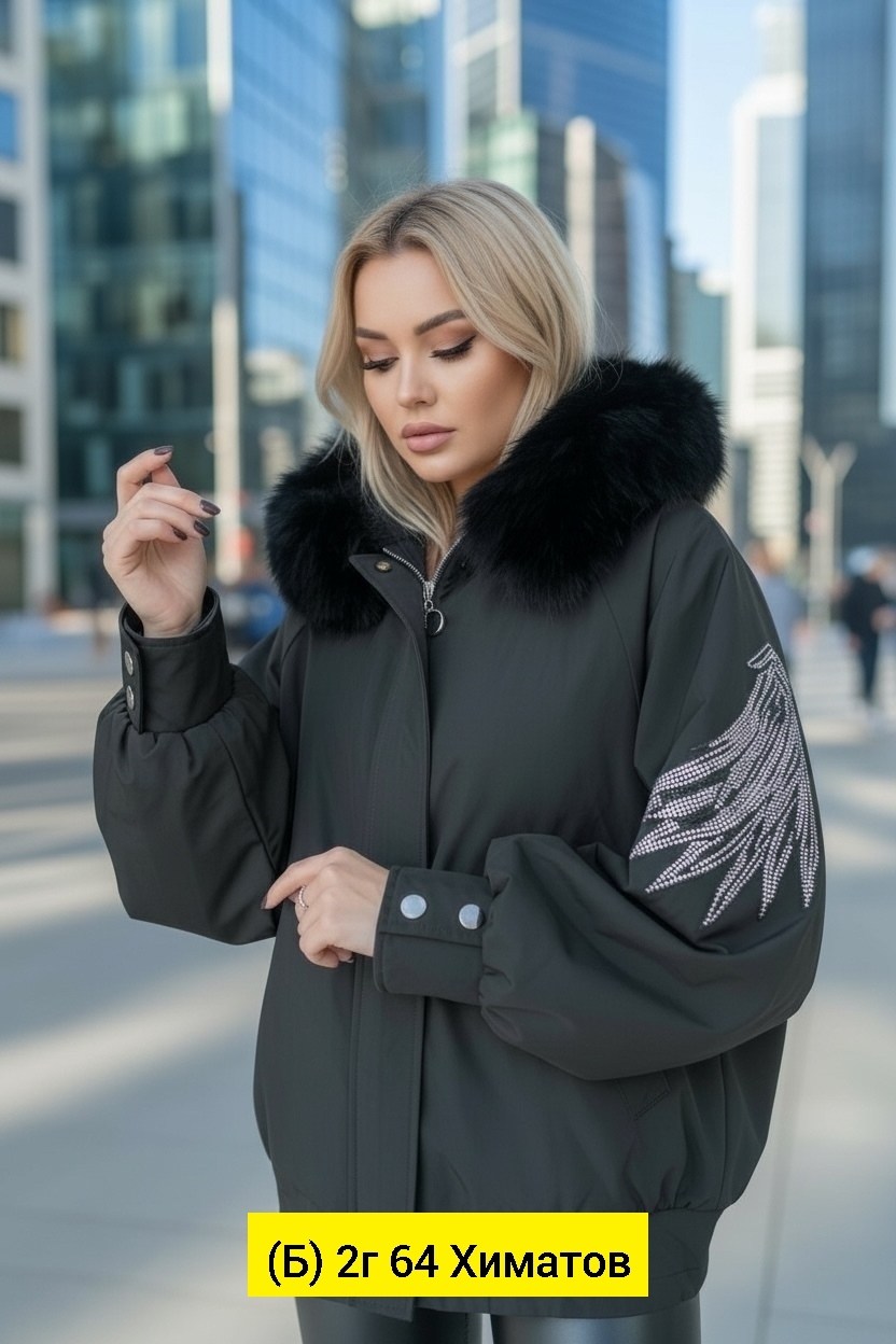 женская зимняя куртка,зимняя куртка,зимняя куртка с натуральным мехом,куртка с крыльями,куртка с крыльями из страз