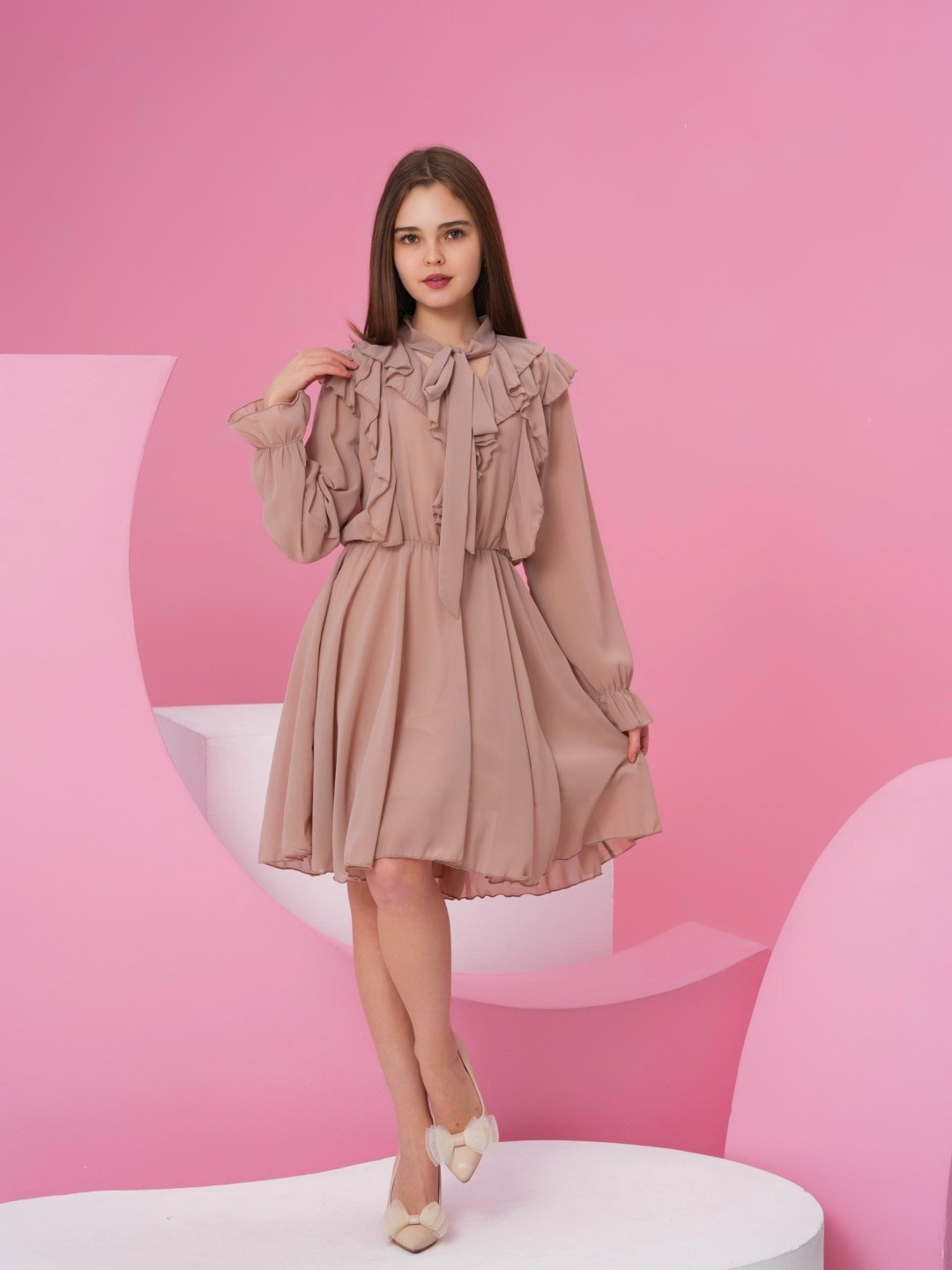 шифоновое платье,платье,нарядное платье,платье женской,платье с оборками