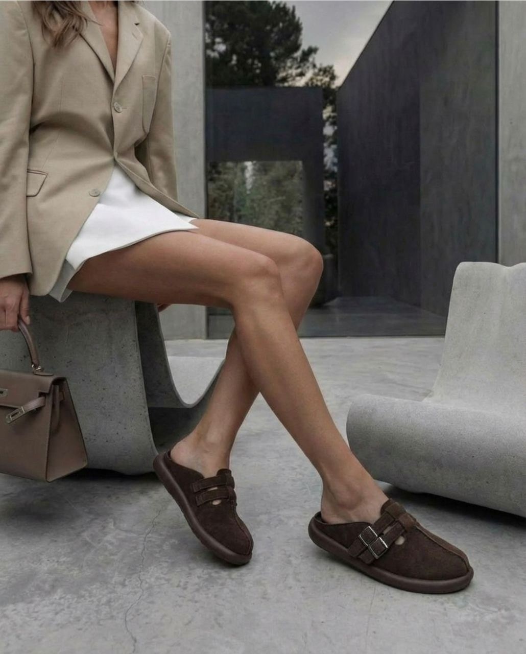 замшевые сабо,мюли замшевые,тапочки на плоской подошве, женская,женские шлепанцы