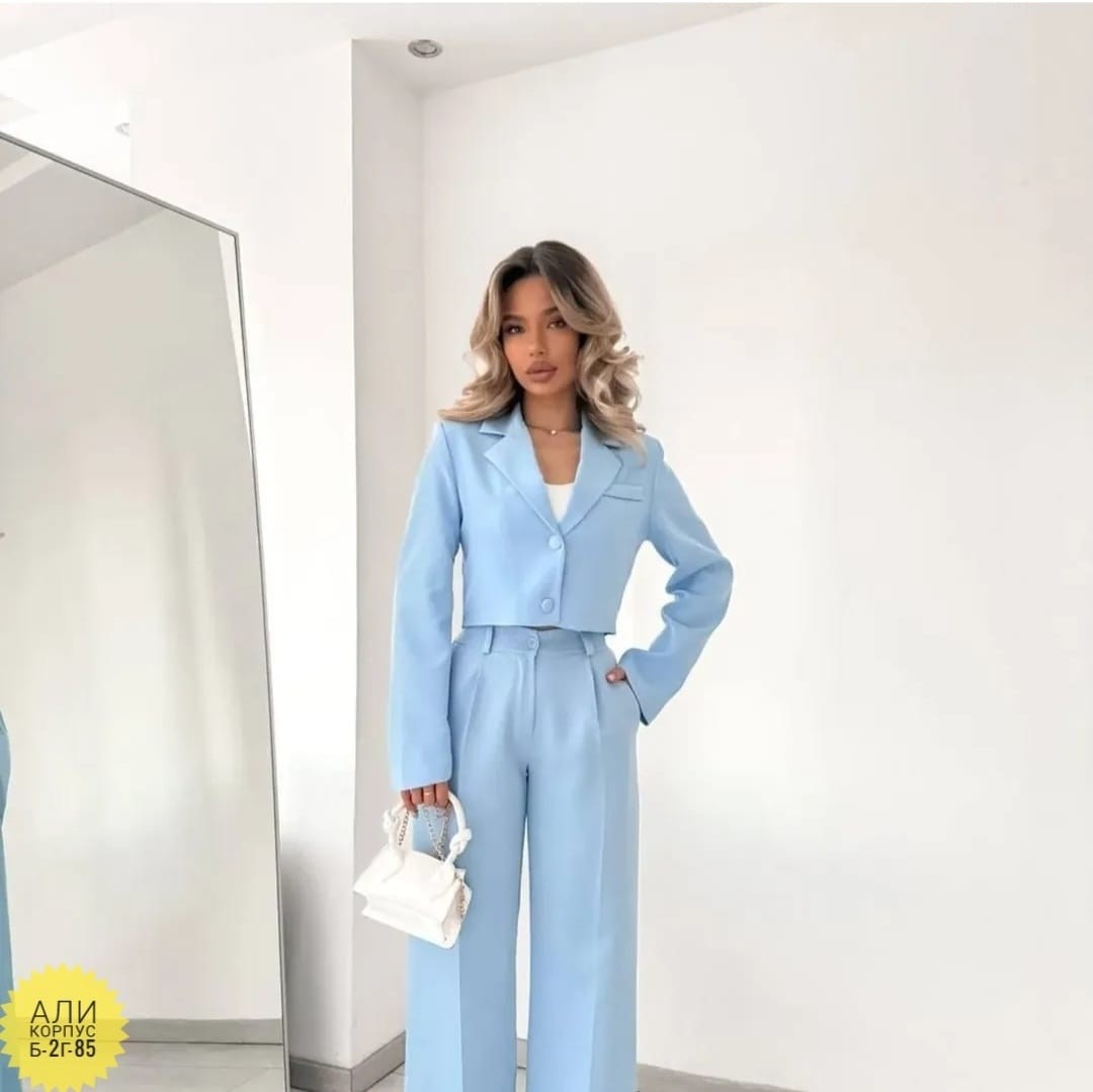 брючный костюм amberа style 2041-3 голубой,брючный костюм amberastyle 2112 голубой двойка,женский костюм,брючный костюм lokka 1094 голубой,женский брючный костюм небесно-голубого цвета