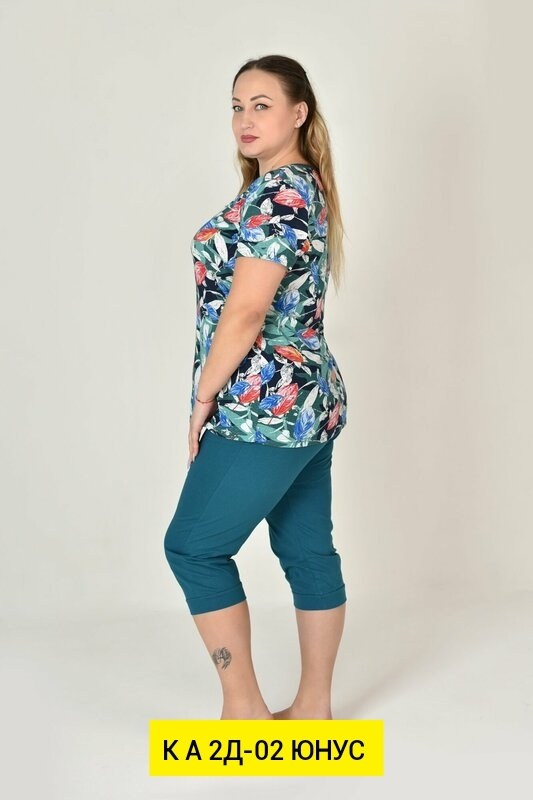 пижама женская,костюм с бриджами кулирка 2777,костюм домашний женский большого размера,пижама женская с бриджами ларита текстиль,костюм с бриджами женский