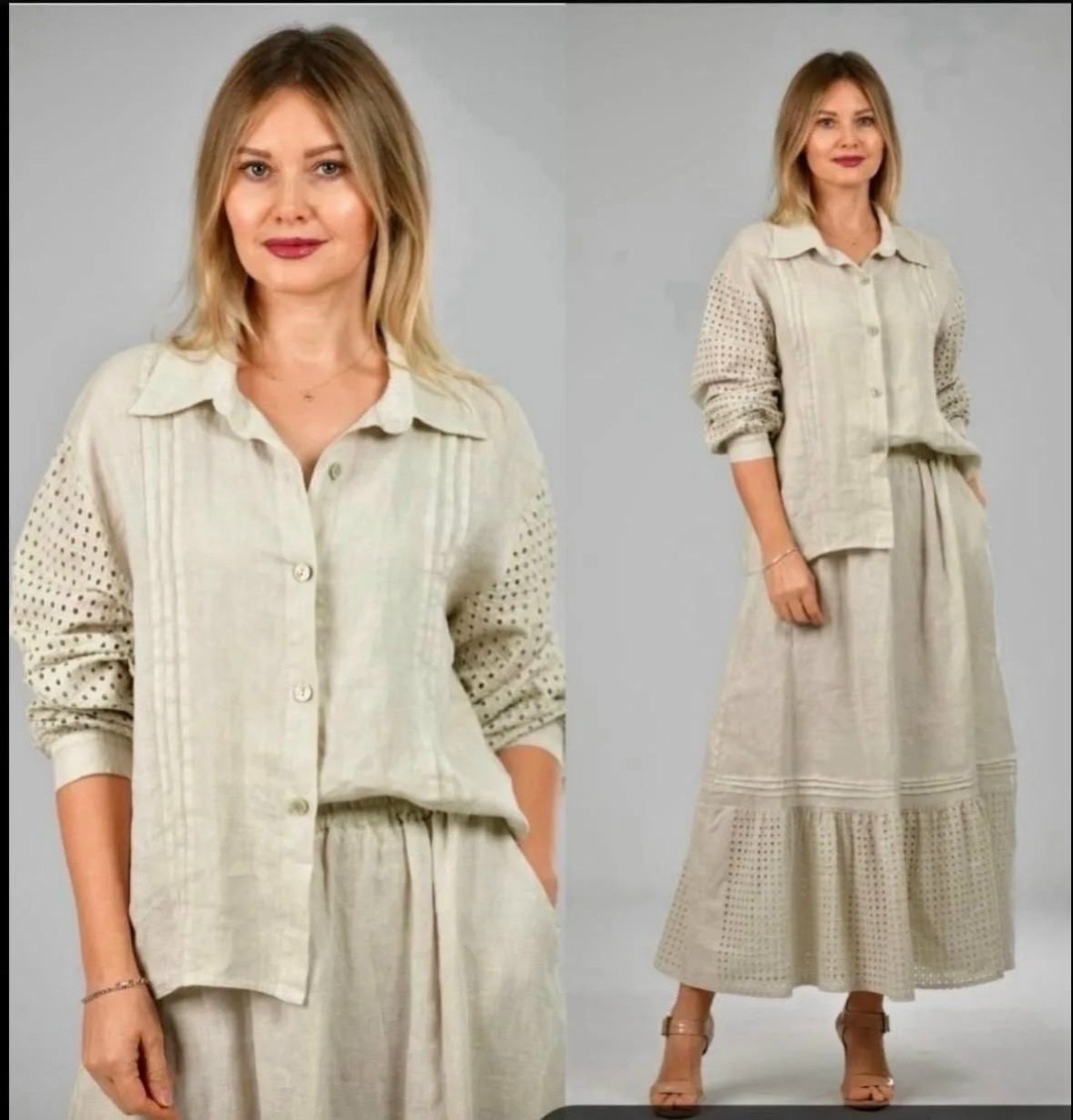 юбочный костюм из льна,одежда из льна,льняная блузка,летний костюм из льна,блузка из льна
