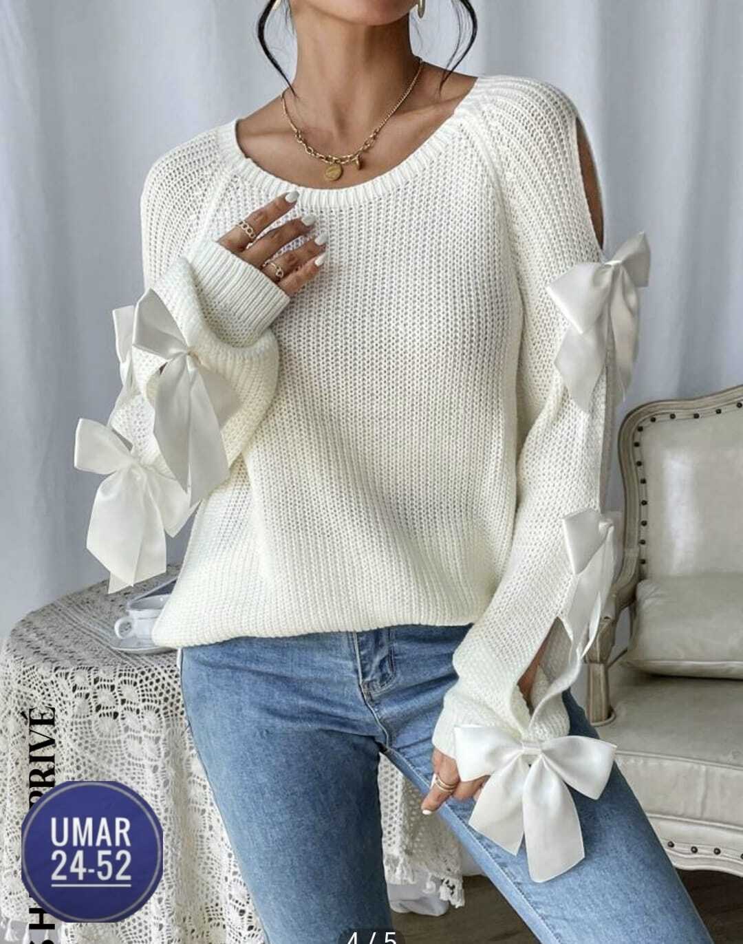 модный вязаный свитер с бантом и рукавами реглан,вязаная кофта с бантиком в рукавах,вязаный женский свитер с длинным рукавом и бантом,женский свитер с бантом,модные вязаные свитера