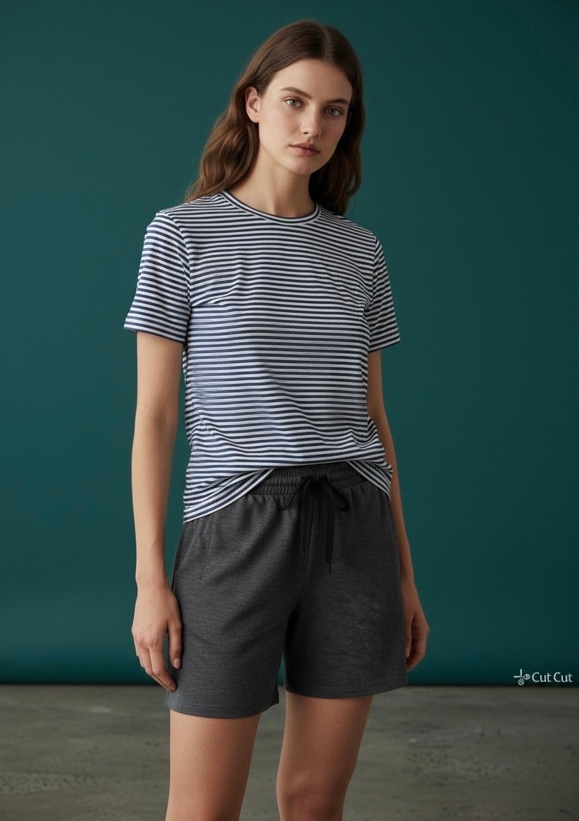 повседневные шорты,футболки женская,женские шорты,модели футболок,футболка в полоску
