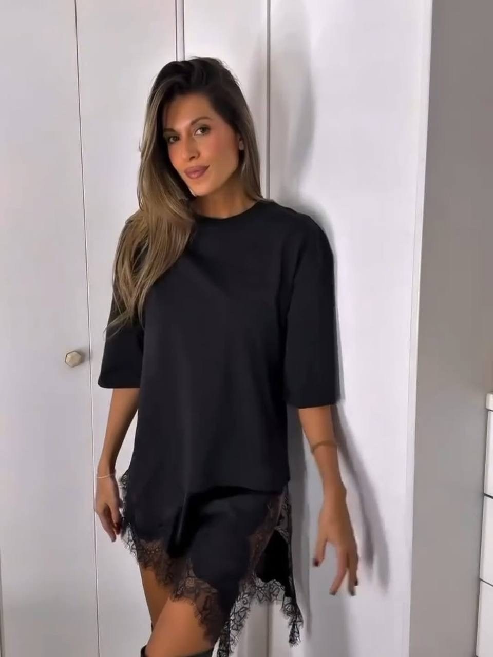 платье с кружевом на подоле,платье с кружевом,черное платье,платье летнее,платье с кружевом на подоле и рукавах