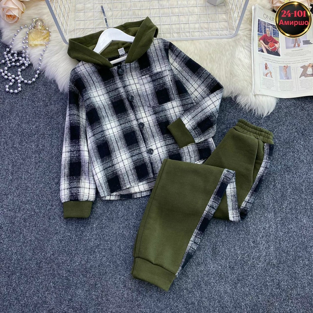 детский теплый костюм,костюм на флисе,костюм двойка детский в клетку,костюм спортивный двойка для мальчика,костюм двойка флис