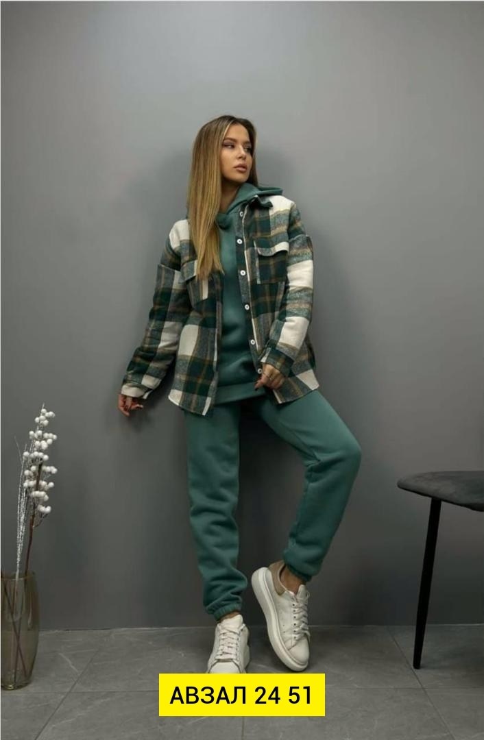 женский костюм на флисе,рубашка оверсайз теплая в клетку,верхняя одежда,теплый костюм,рубашка оверсайз теплая в клетку удлиненная