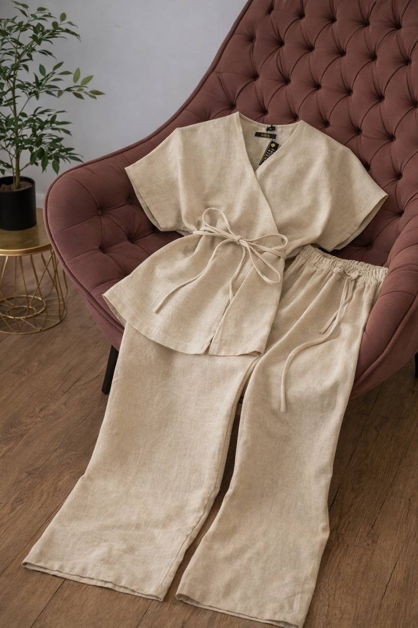 костюм льняной,брючный костюм льняной,комплект костюм,костюм женский
