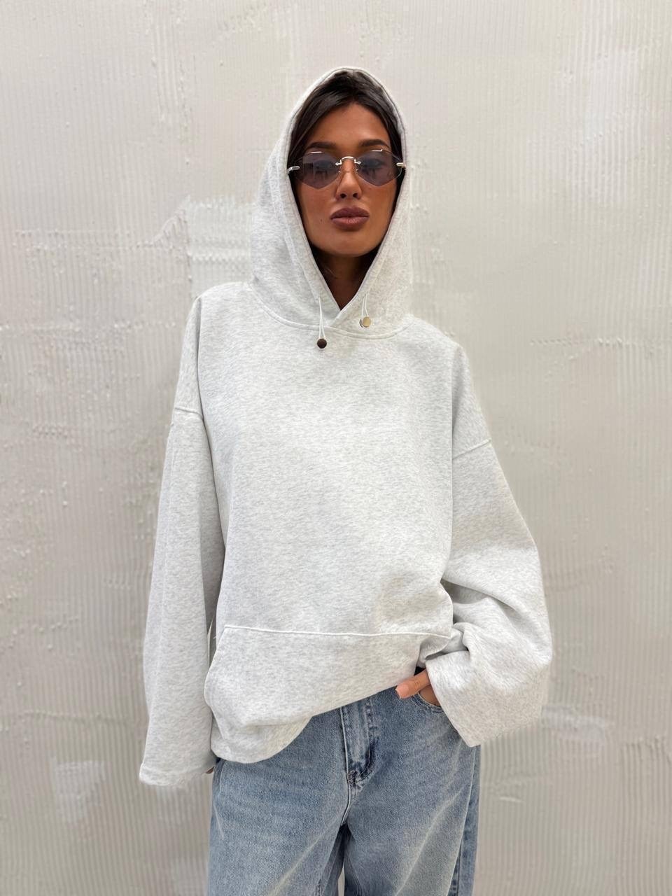 худи оверсайз,свитшот с капюшоном,женская толстовка,толстовки худи,худи унисекс твое 97256 серое l