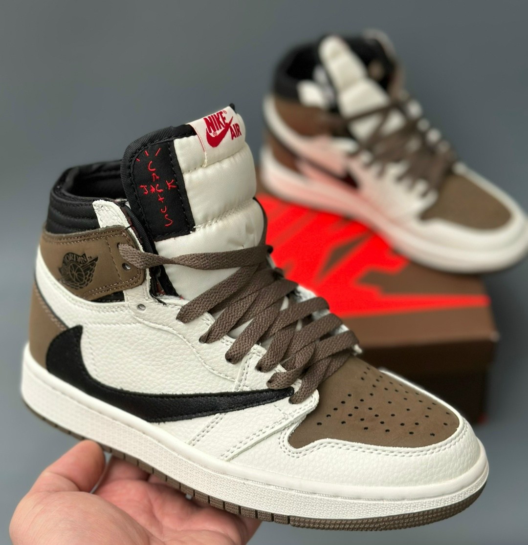 кроссовки nike air jordan 1 x travis scott цвет коричневый,кроссовки nike air jordan 1 x travis scott,nike air jordan 1 travis scott,jordan 1 travis scott,nike jordan cactus jack travis scott