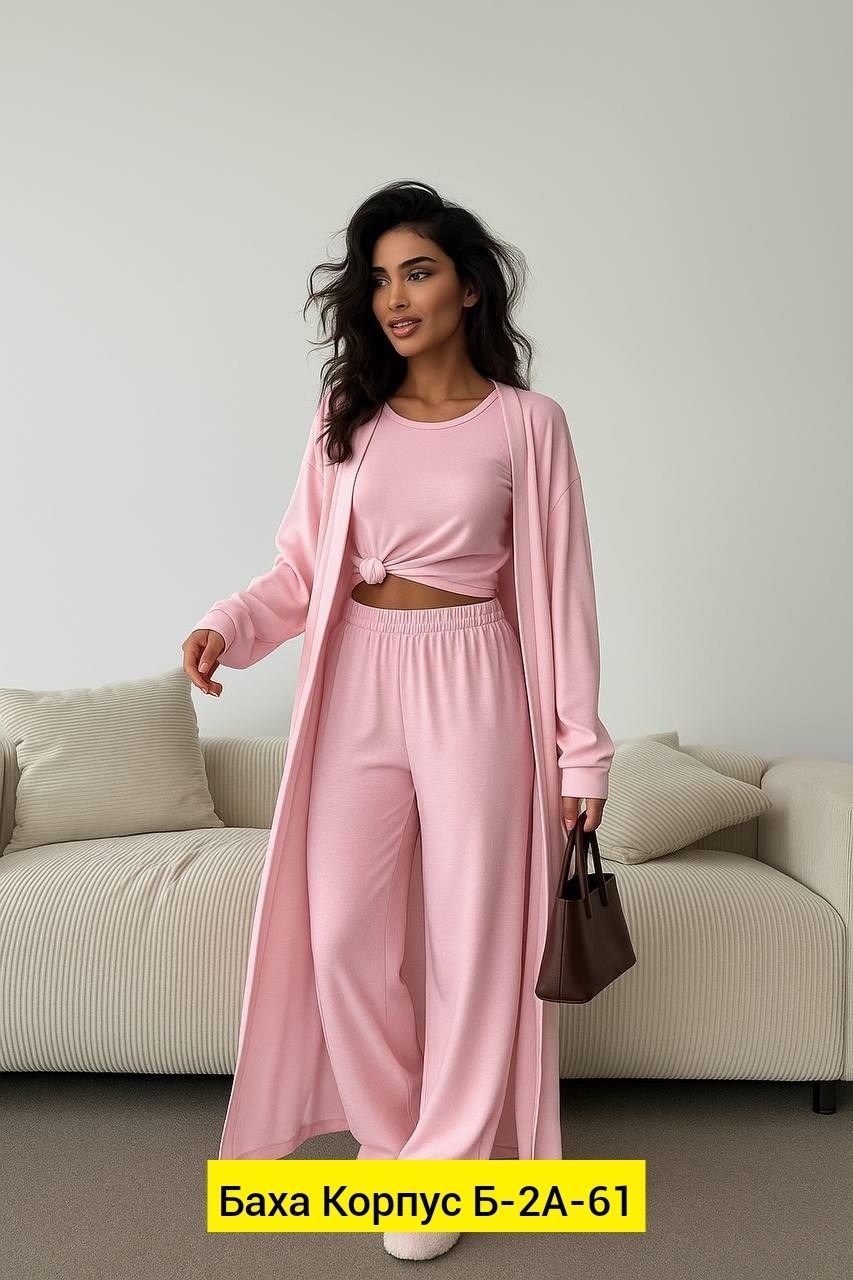 модные костюмы,пижама женская костюм,стильные костюмы,костюм тройка: кардиган, топ, брюки палаццо (плотный хлопок),летние костюмы