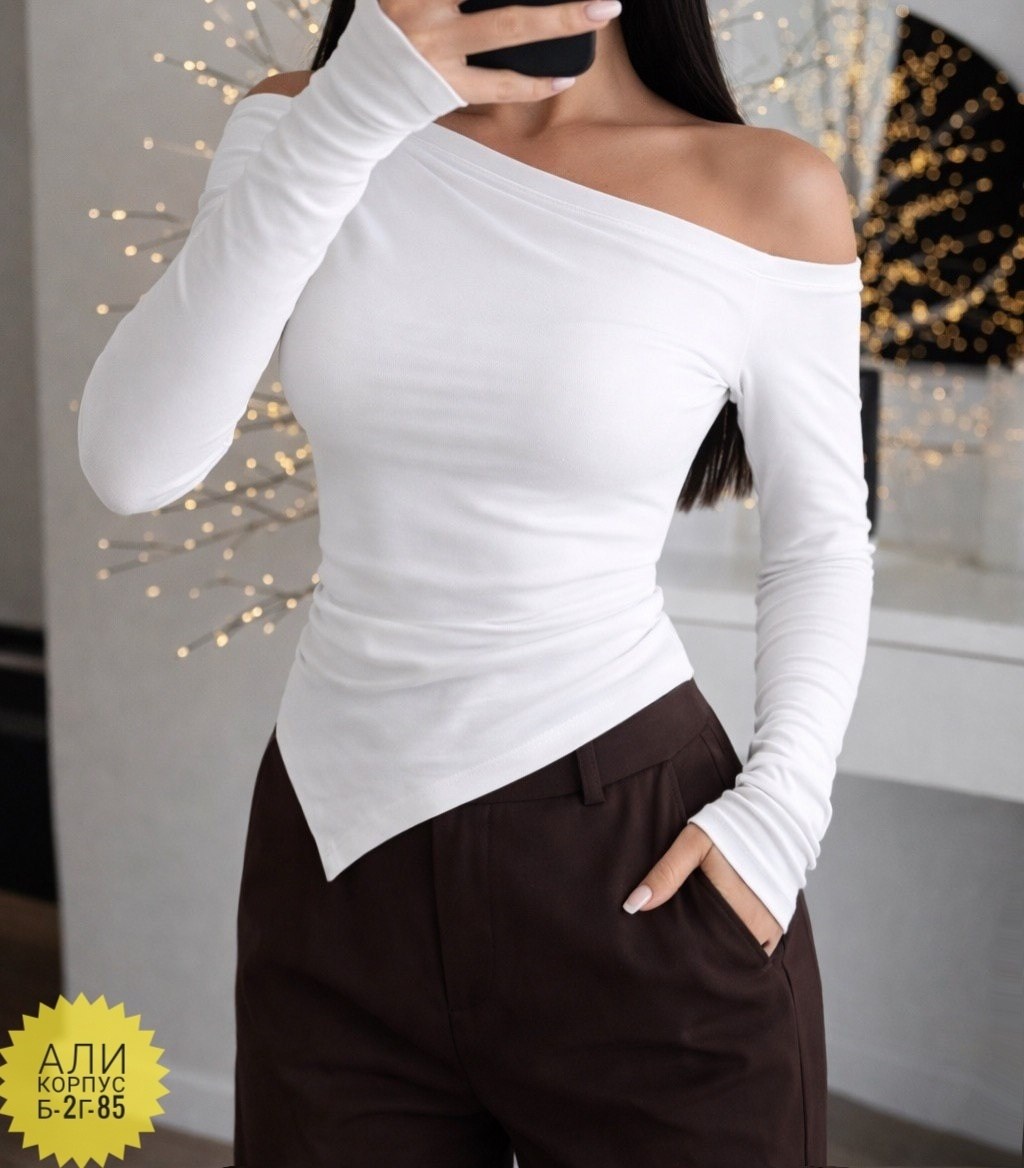 женская кофта,топ с длинными рукавами,кофта с открытыми плечами,кофта лапша,кофта белая