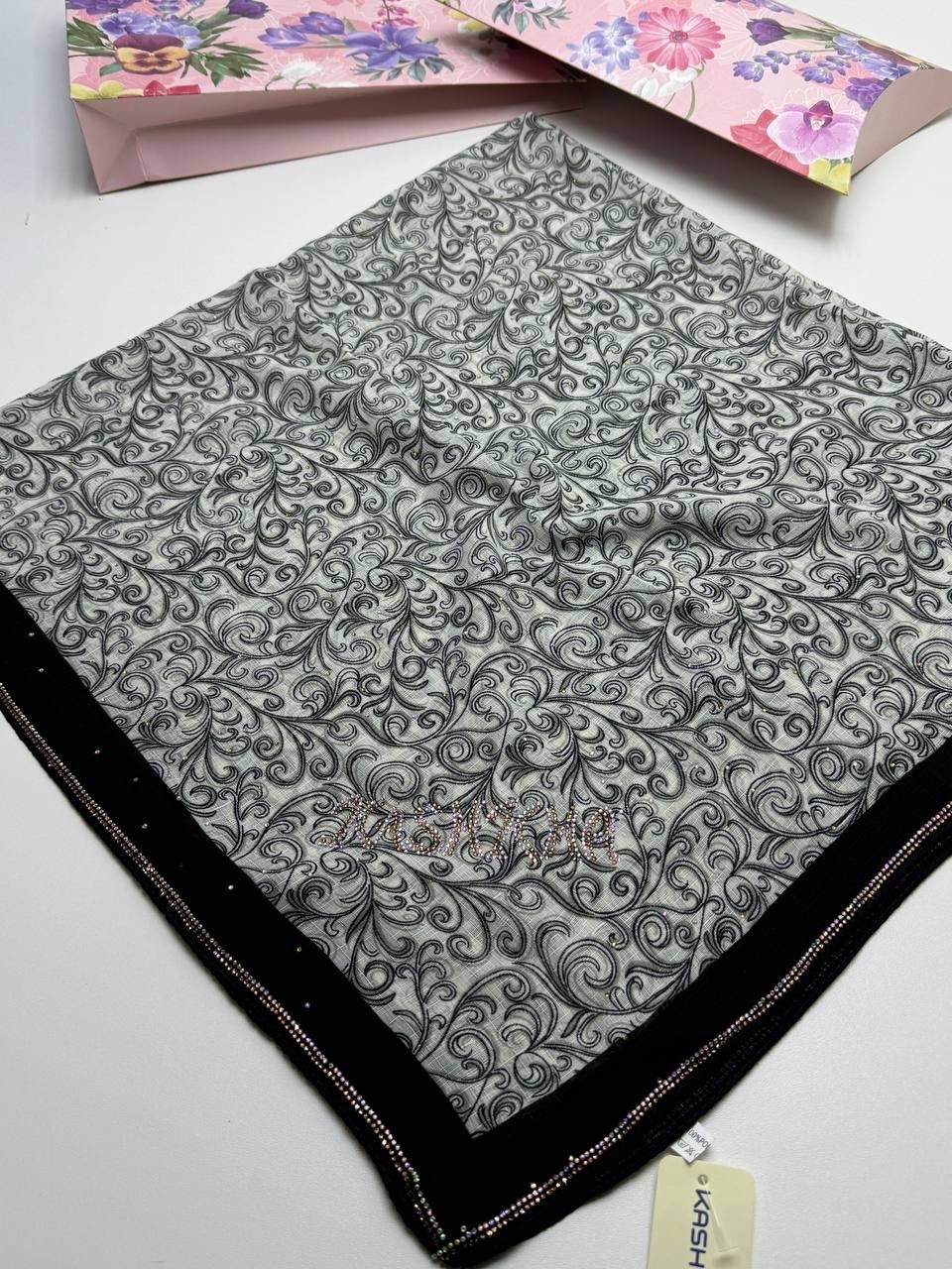 брендовый платок,платки женские,черный платок,платок,красивый платок