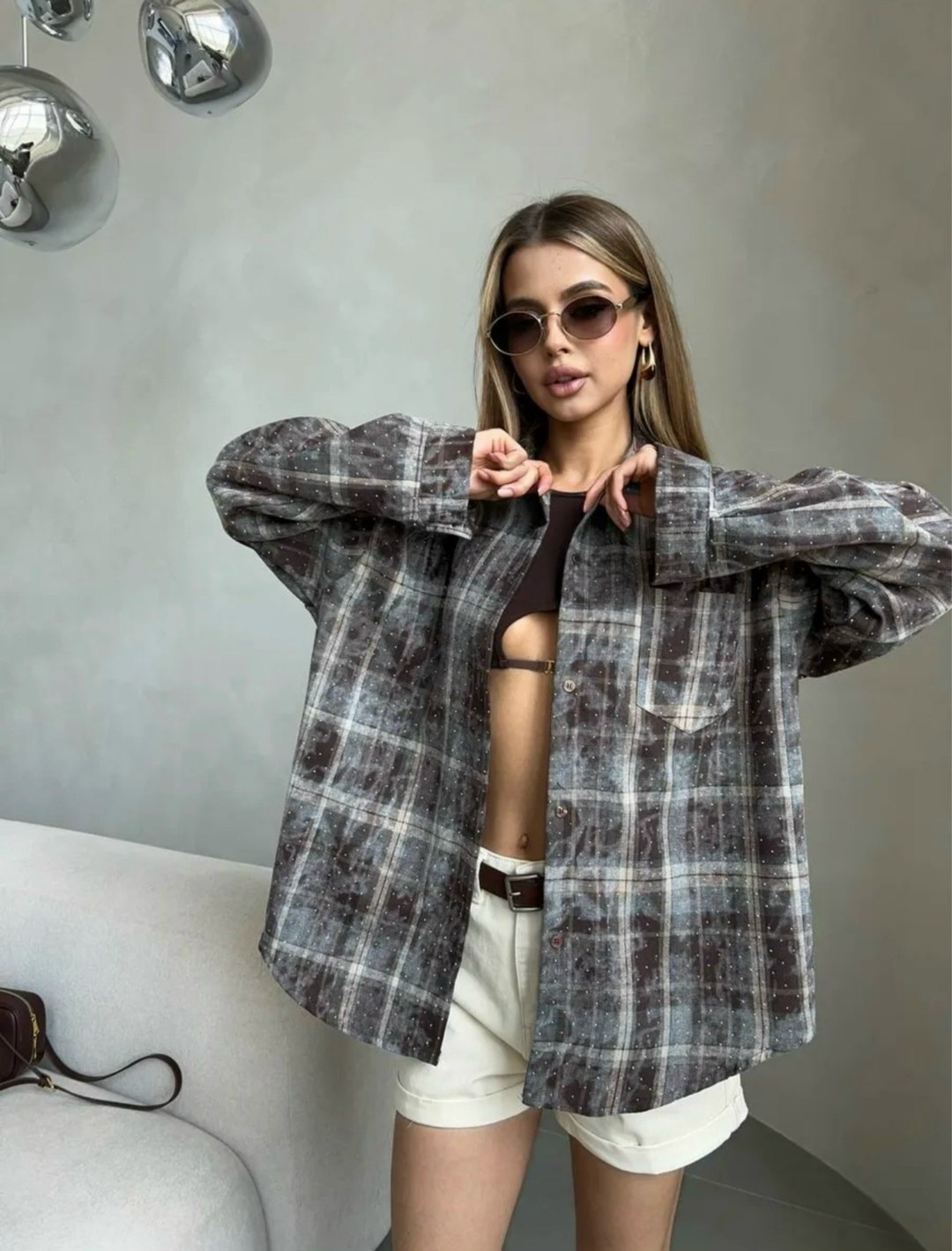 рубашка в клетку оверсайз удлиненная,рубашка женская в клетку оверсайз,рубашка в клетку женская,рубашка оверсайз в клетку удлиненная thirteen brand,рубашка в клетку оверсайз