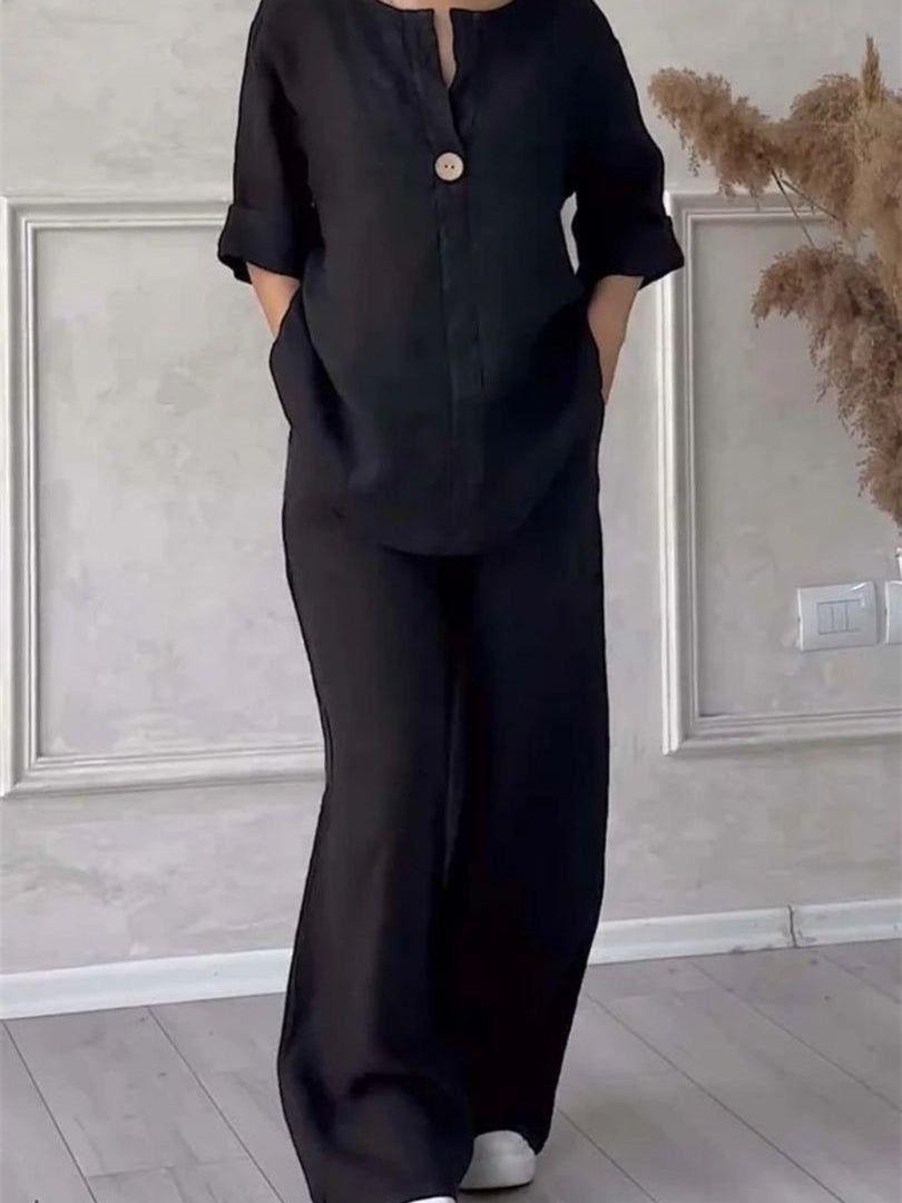 повседневный костюм,модные костюмы,женские брючные костюмы,брюки с широкими штанинами,костюм из льна большого размера