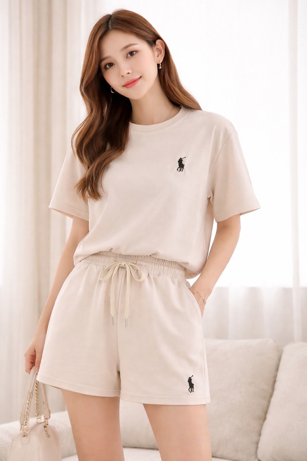 костюм с шортами и футболкой поло летний insomand,женский костюм,женские костюмы спортивные,женский костюм с шортами,