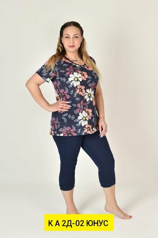 пижама женская,костюм с бриджами кулирка 2777,костюм домашний женский большого размера,пижама женская с бриджами ларита текстиль,костюм с бриджами женский