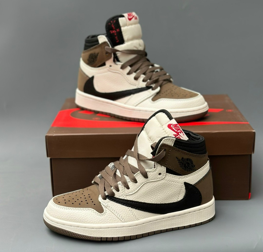 кроссовки nike air jordan 1 x travis scott цвет коричневый,кроссовки nike air jordan 1 x travis scott,nike air jordan 1 travis scott,jordan 1 travis scott,nike jordan cactus jack travis scott