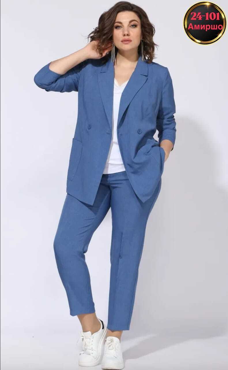 брючный костюм,брючный костюм женский для полных,костюм женский брючный,костюм женский,брючный костюм angelina 540 зеленый
