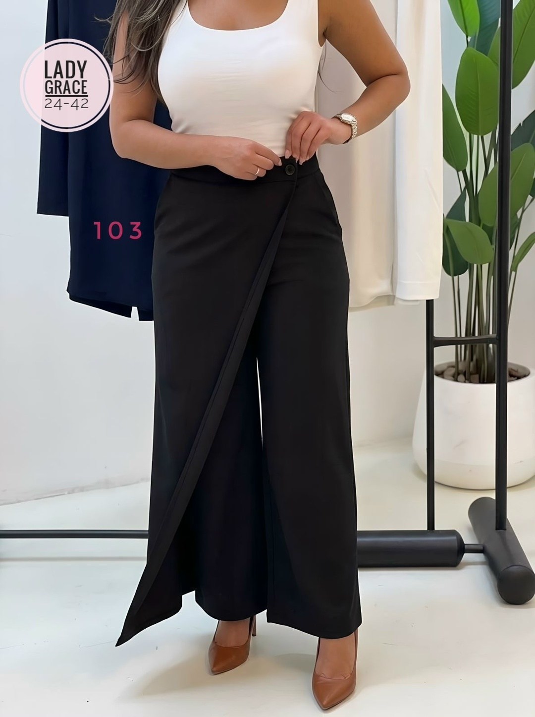 брюки жен,брюки женские с запахом,классические брюки,брюки женские,асимметричные брюки палаццо с запахом и высокой посадкой veronii