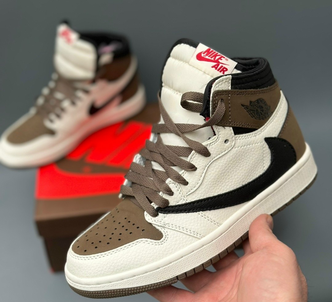 кроссовки nike air jordan 1 x travis scott цвет коричневый,кроссовки nike air jordan 1 x travis scott,nike air jordan 1 travis scott,jordan 1 travis scott,nike jordan cactus jack travis scott