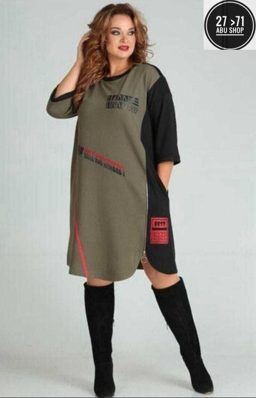 платье sandyna 13628 хаки,платье большие размеры,платье трикотажное женское,платье женская,платье больших размеров повседневное