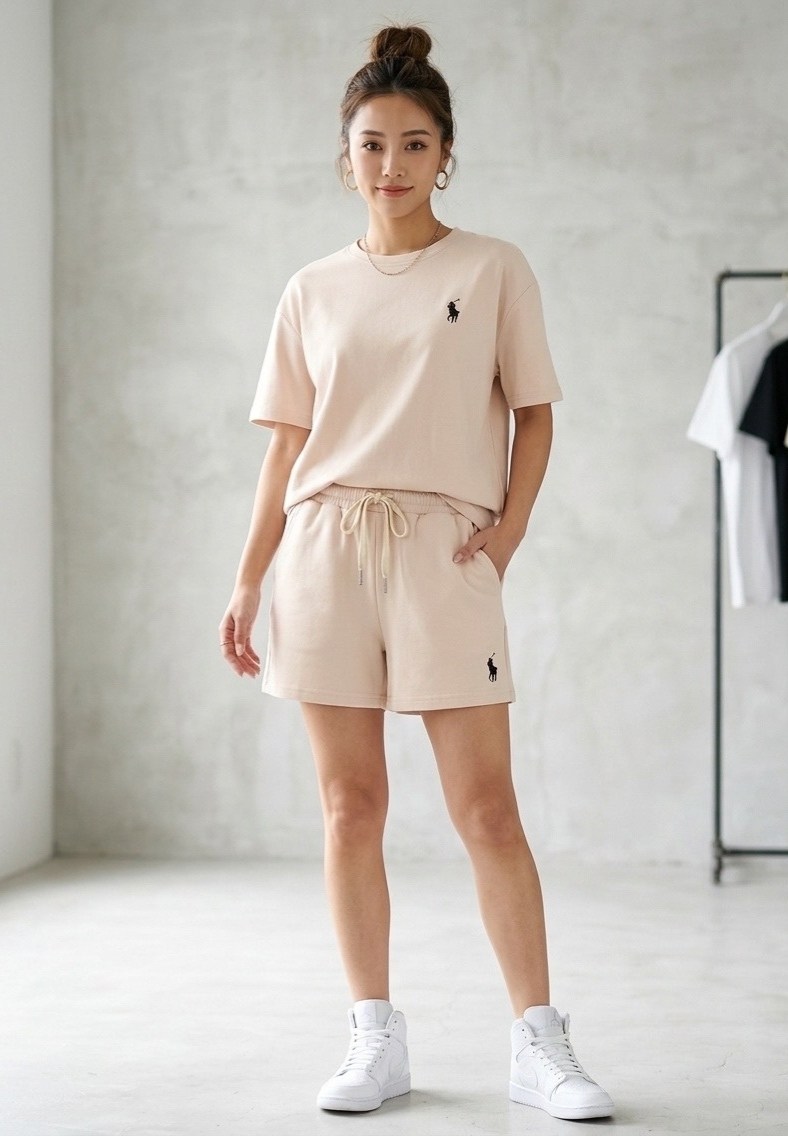 костюм с шортами и футболкой поло летний insomand,женский костюм,женские костюмы спортивные,женский костюм с шортами,