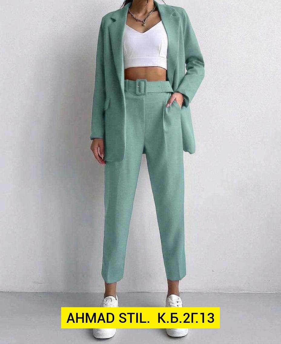костюм двойка женский брючный,костюм двойка классическая,костюм женский,голубой костюм женский,брючный костюм женский