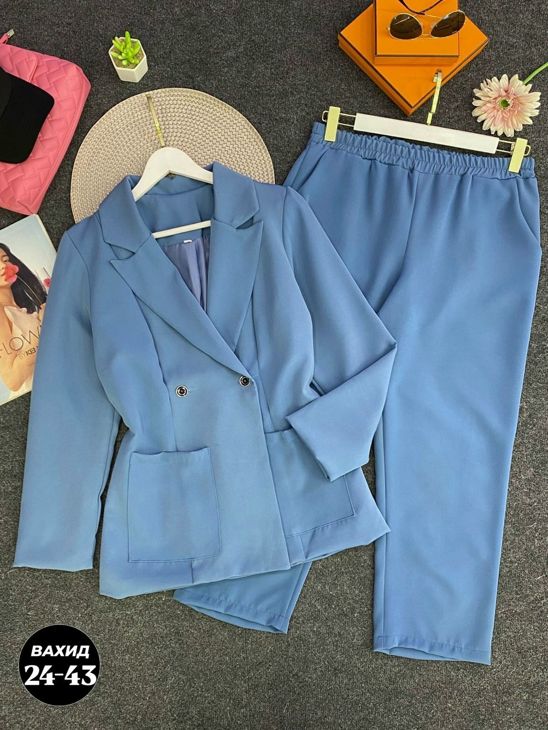 женские брючные костюмы,женские костюмы,костюм женский синий,комплект брючный anastasia 549,брючные костюмы для женщин