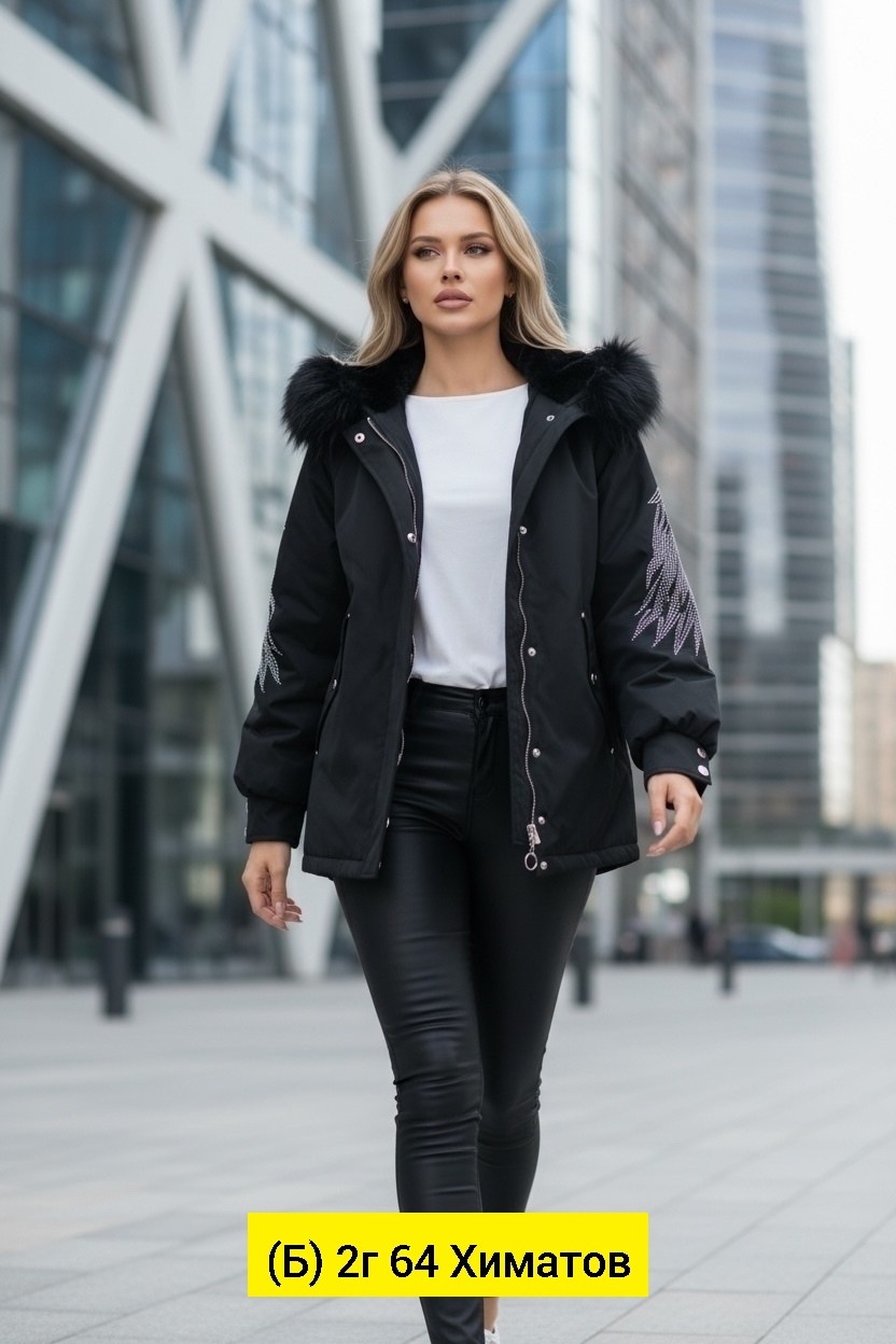 женская зимняя куртка,зимняя куртка,зимняя куртка с натуральным мехом,куртка с крыльями,куртка с крыльями из страз